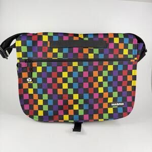 Yak Pak Messenger Bag Multi Color Checkered Shoulder Bag Multiple Pockets